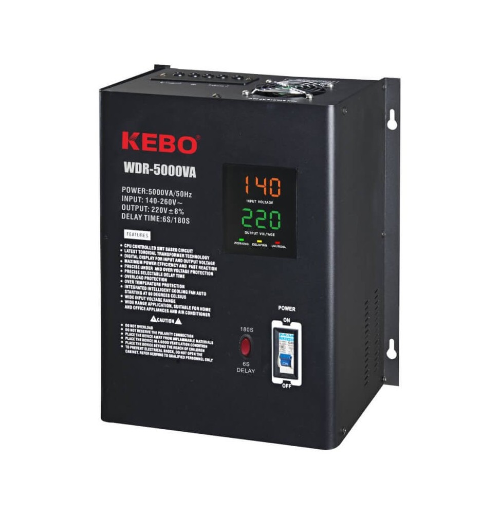 Stabilisateur de tension 1800W 220V Kebo WDR-3000VA (KEBO-WDR-3000VA)